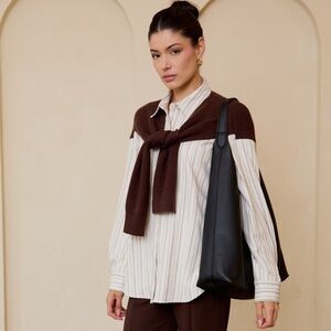 Striped White Shirt with scarf